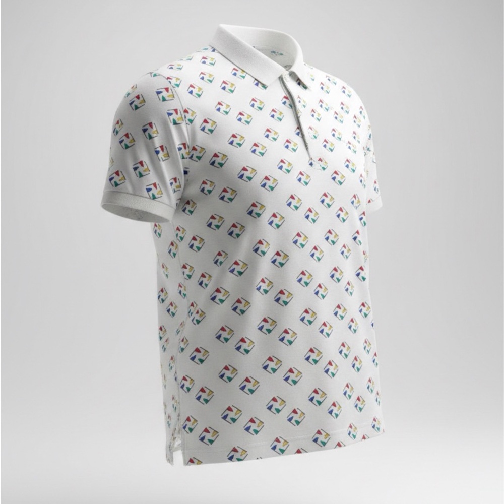 Vintage Christopher Hayes All Over Abstract Geometric Flag Polo shirt Size XXL